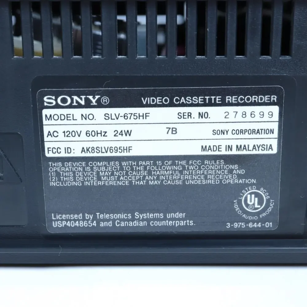 Sony SLV-675HF VCR 4-Head Hi-Fi Stereo VHS Player TESTED & WORKING No Remote